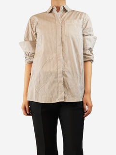 Brown striped cotton shirt - size S Tops Bamford 