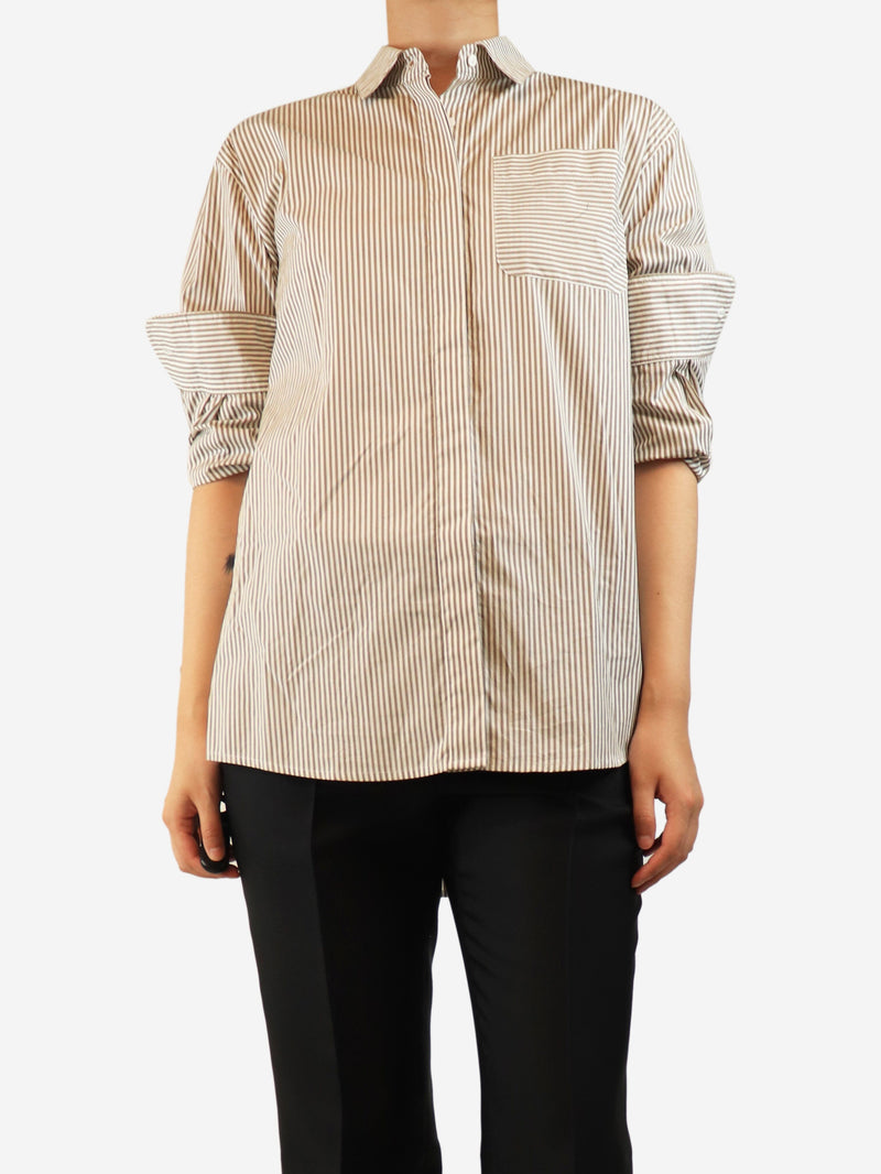 Brown striped cotton shirt - size S Tops Bamford 