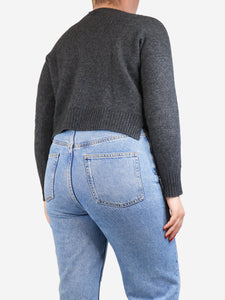 Prada Dark grey cropped wool-blend jumper - size UK 10