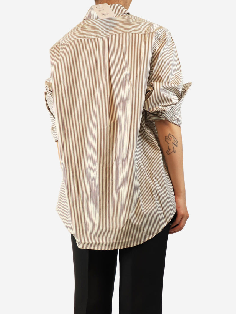 Brown striped cotton shirt - size S