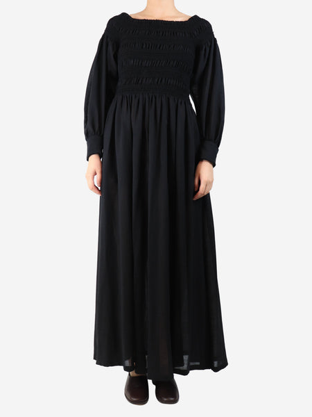 Black shirred maxi dress - size UK 12 product image