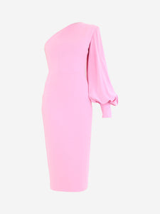 Alex Perry Pink satin crepe single balloon sleeve dress - size UK 6