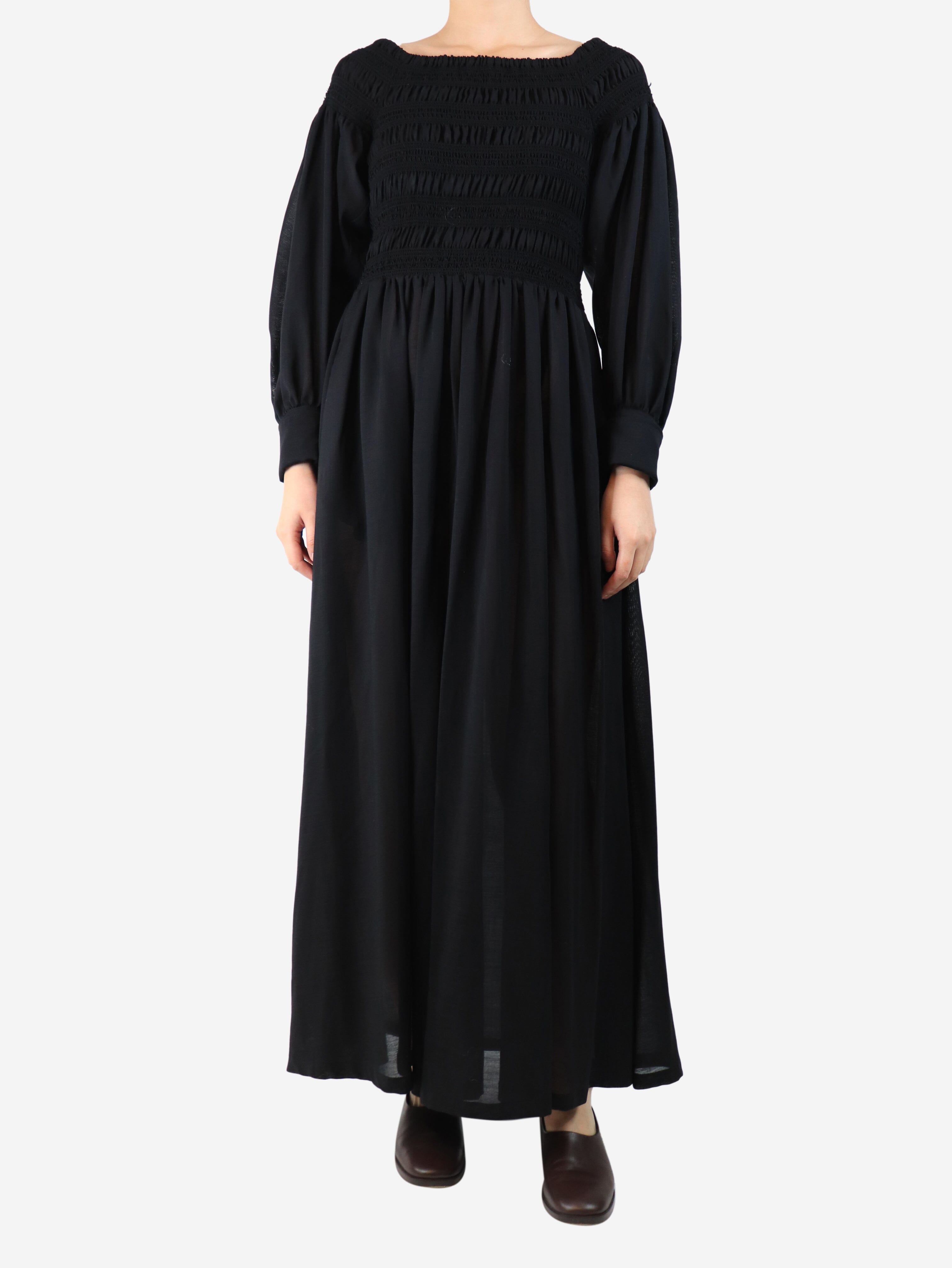 Black shirred maxi dress - size UK 12 Dresses Max Mara 