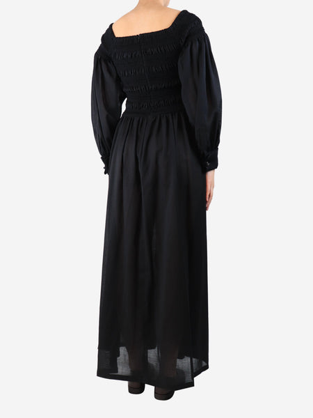 Black shirred maxi dress - size UK 12 alternate image