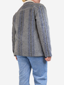 James Perse Grey and blue check fleece-lined jacket - size M