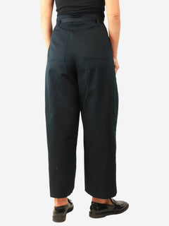 Navy pleated wide-leg trousers - size UK 10 Trousers G. 