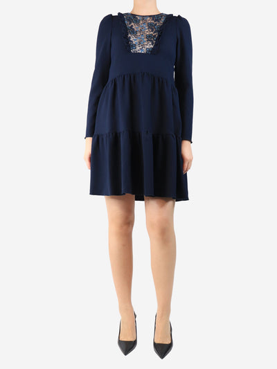 Navy floral tulle front dress - size UK 10 Dresses See By Chloe 