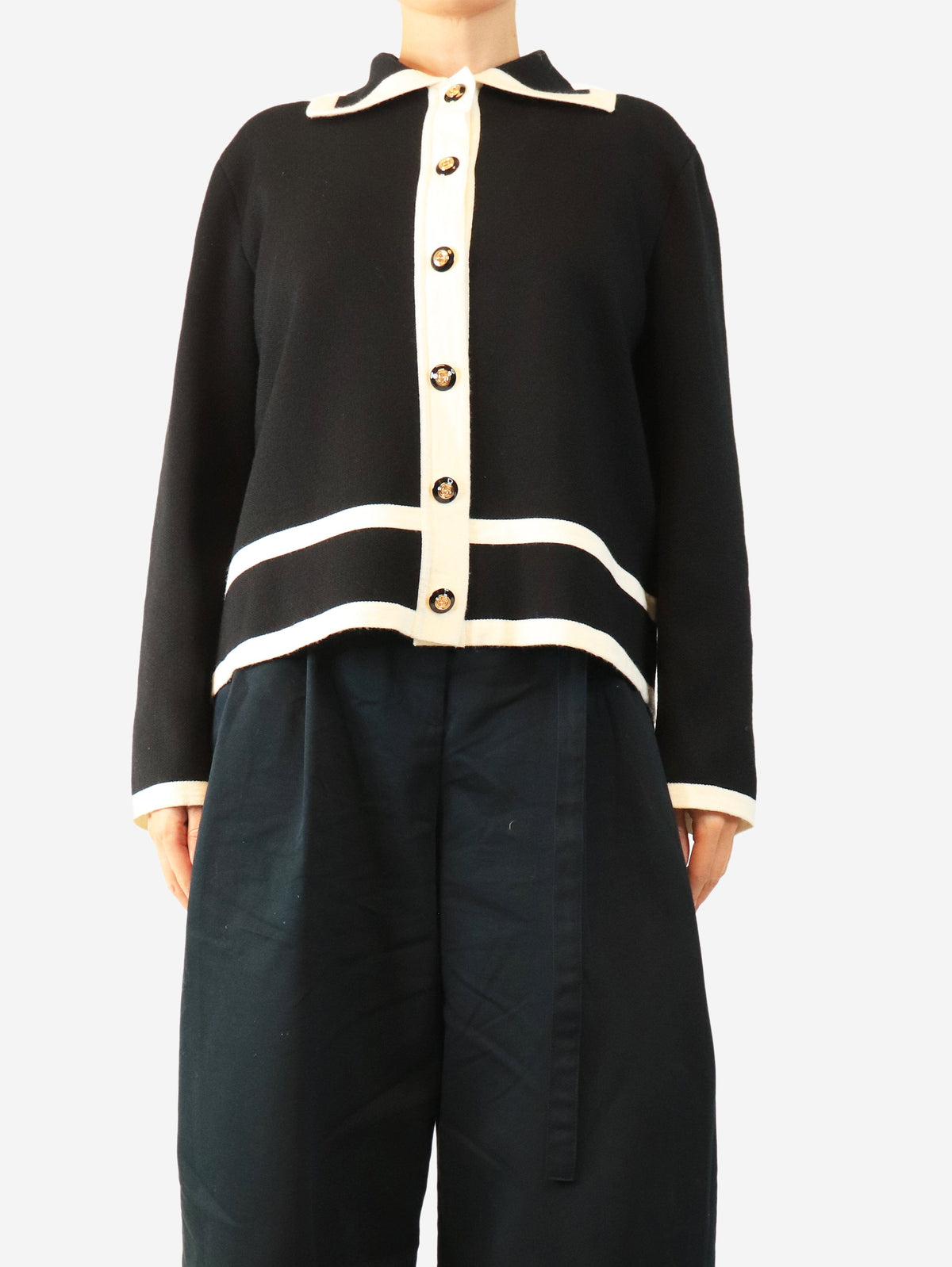 Black and white contrast-trim knit jacket - size XL Coats & Jackets Gucci 
