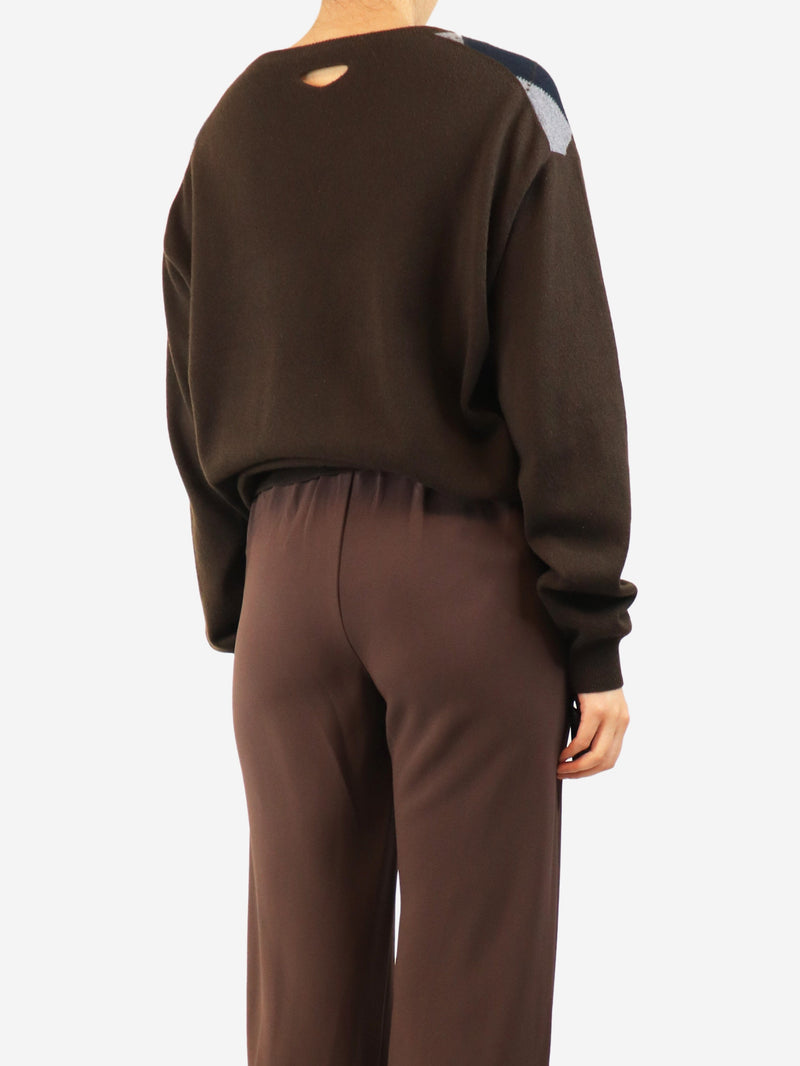 Brown Argyle jumper - size UK 10