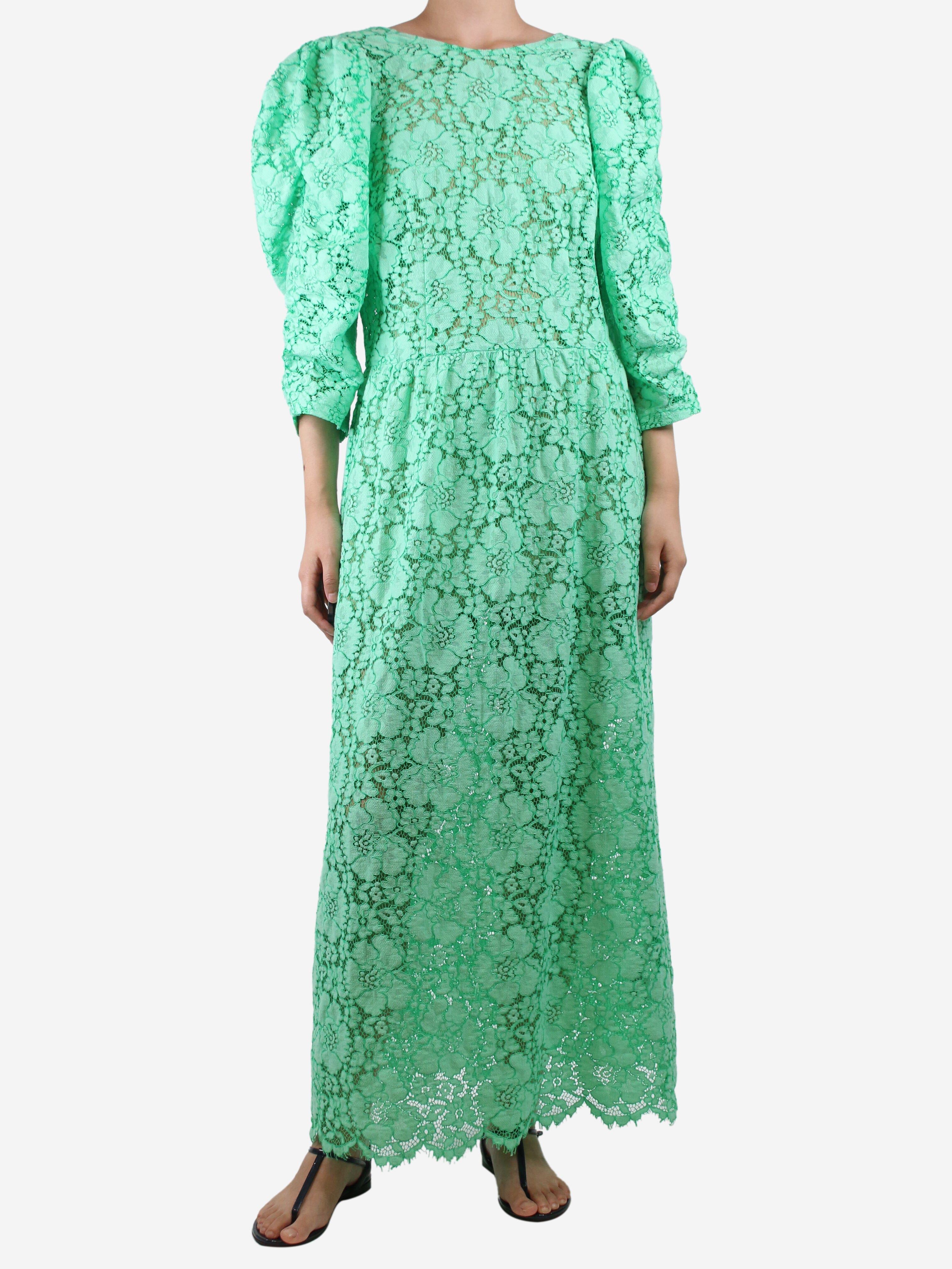 Stella Nova pre owned green V back lace maxi dress size L Sign of the Times