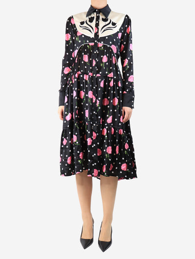 Black western style floral dress - size UK 10 Dresses Paco Rabanne 