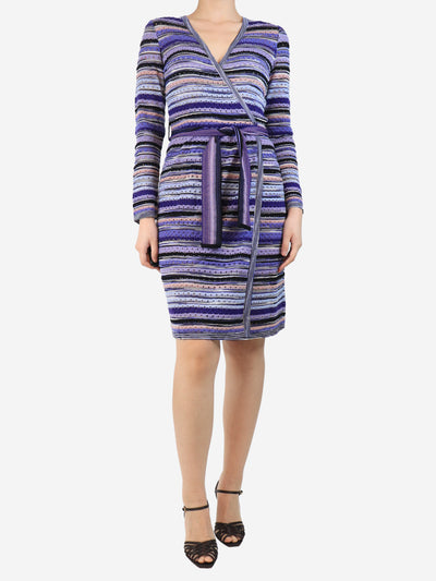 Purple wrap midi dress - size UK 8