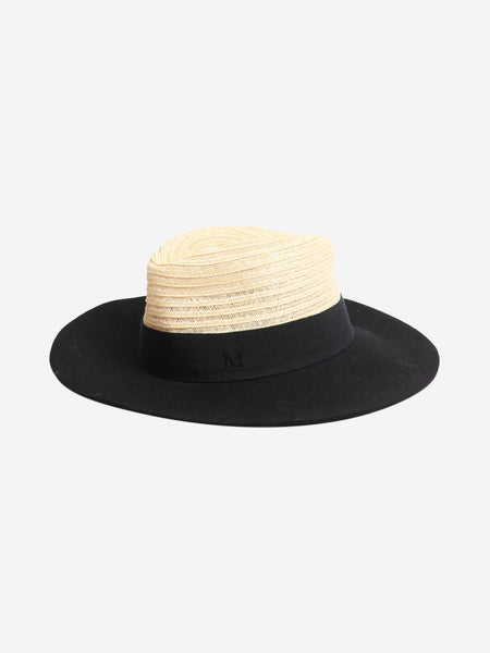 Black and beige straw-felt fedora - size M alternate image