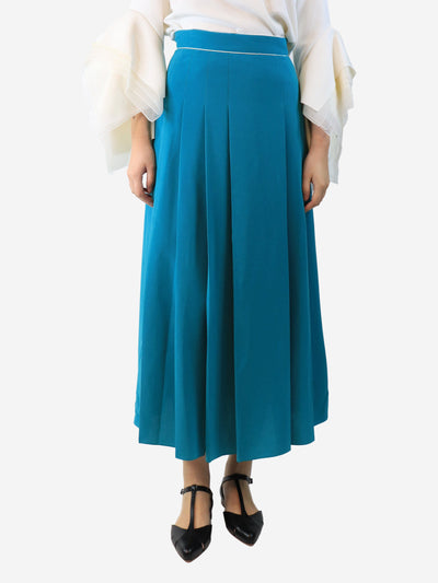 Teal blue midi pleated skirt - size UK 8 Skirts Roksanda 