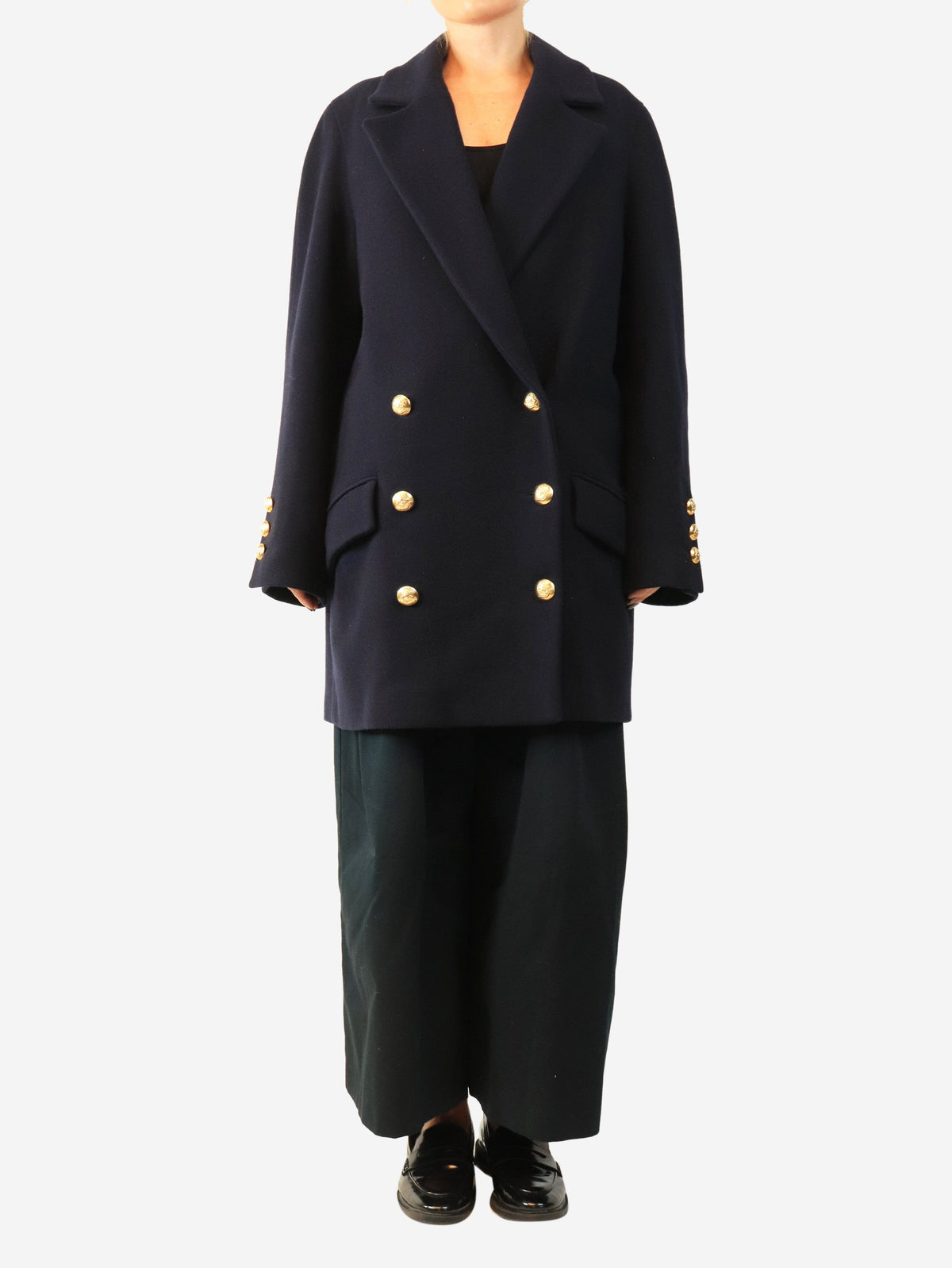 Navy double-breasted peacoat - size UK 10 Coats & Jackets Raey 