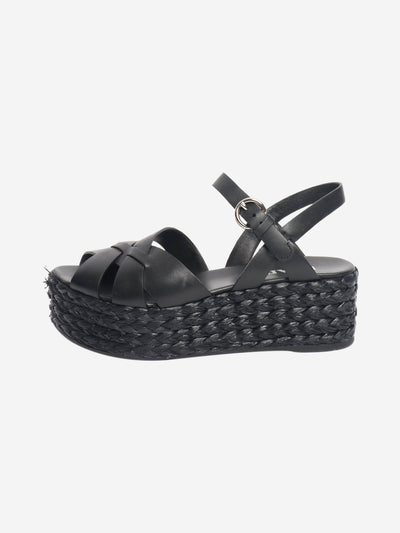 Black wedged sandals - size EU 39.5 (UK 6.5) Heels Prada 