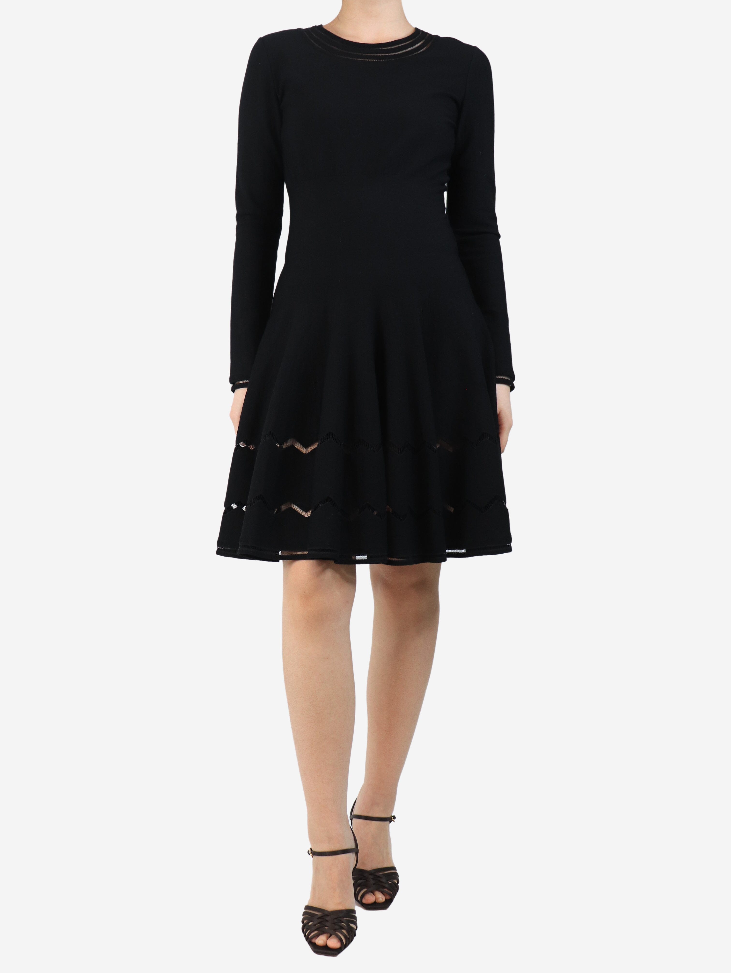 Black long-sleeve knit skater dress - size UK 10 Dresses Alaia 