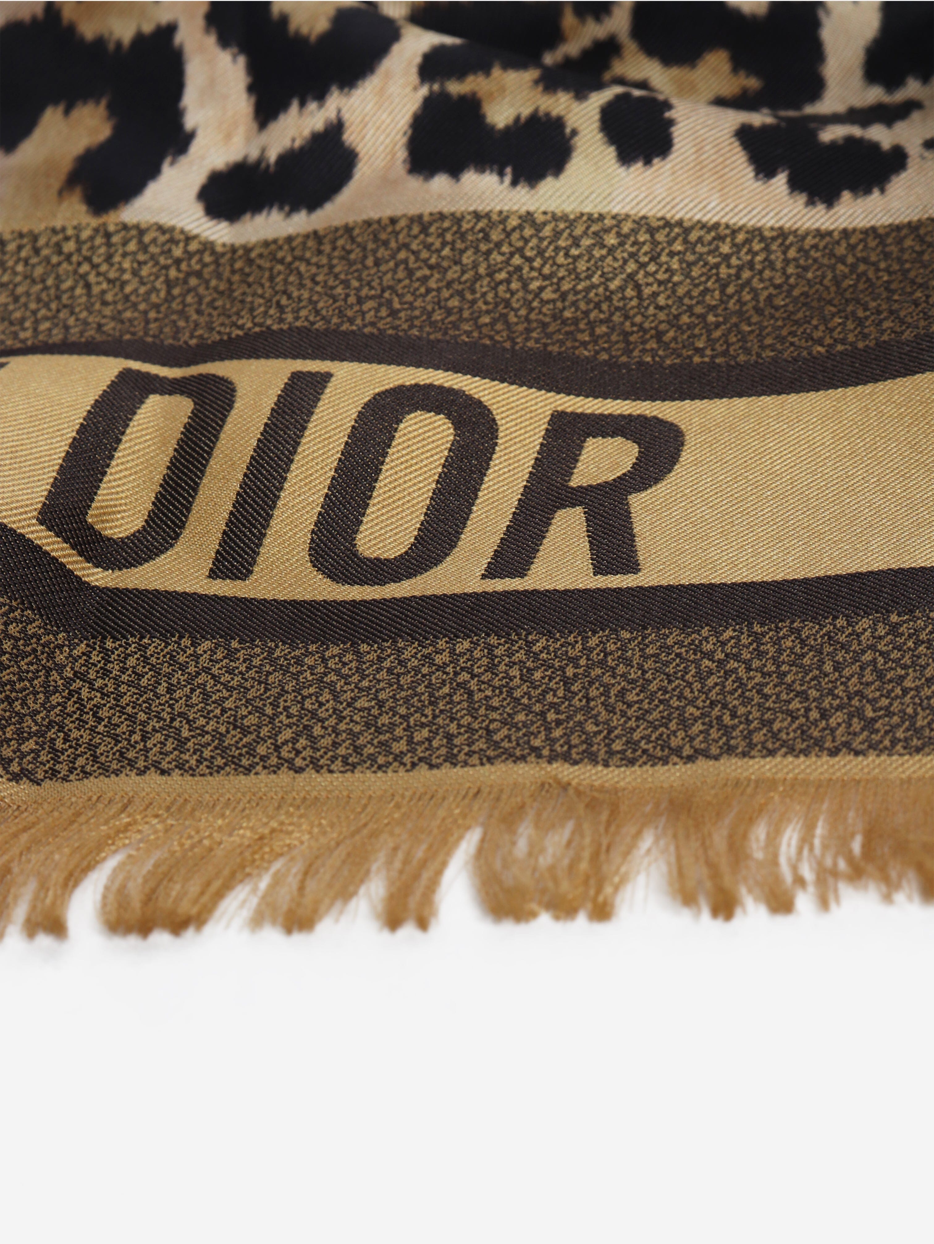 Gold leopard print scarf Scarves Christian Dior 