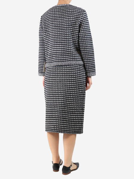Black jacquard knit cardigan and skirt set - size M alternate image