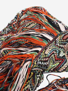 Orange knit tassel scarf