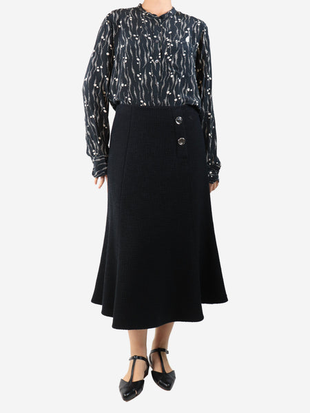 Black tweed midi skirt - size UK 14 alternate image