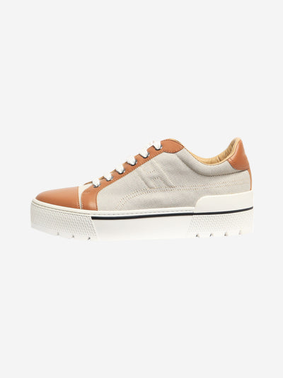 Brown canvas and leather platform trainers - size EU 37 Trainers Hermes 