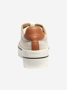 Hermes Brown canvas and leather platform trainers - size EU 37