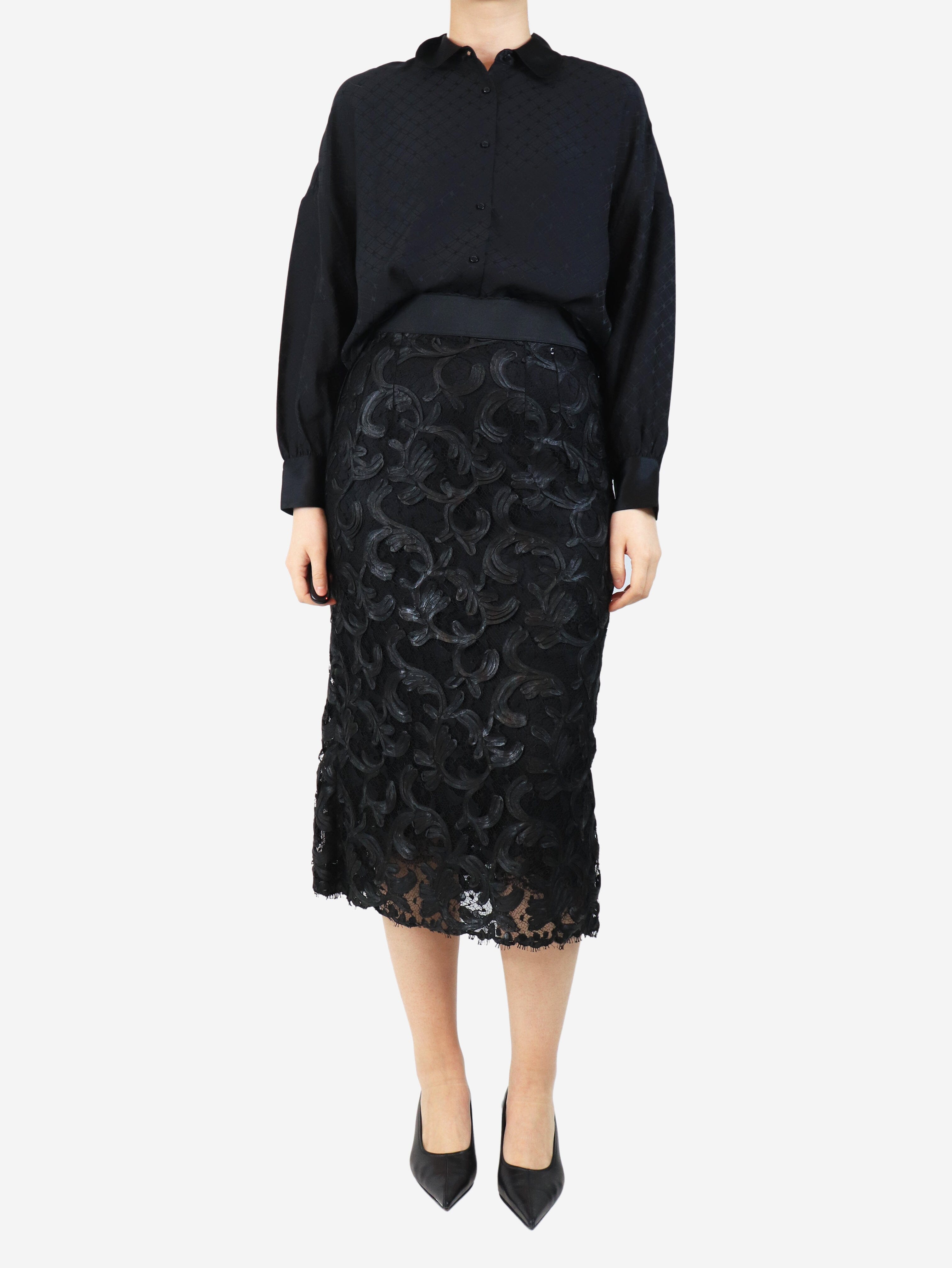 Black lace midi skirt - size UK 10 Skirts Dolce & Gabbana 