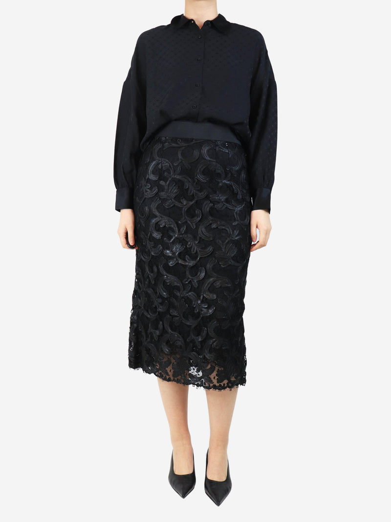 Black lace midi skirt - size UK 10 Skirts Dolce & Gabbana 