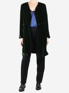 Colomba Leddi Green velvet pocket silk coat - size UK 10