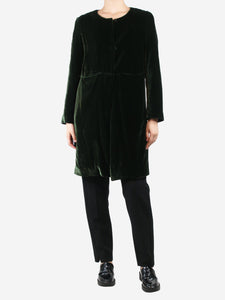 Colomba Leddi Green velvet pocket silk coat - size UK 10