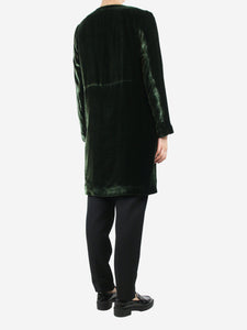 Colomba Leddi Green velvet pocket silk coat - size UK 10