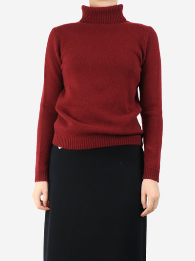 Burgundy cashmere roll-neck jumper - size M Knitwear Eric Bompard 