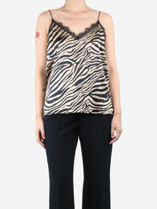 Anine Bing Beige and black silk zebra-print camisole - size M