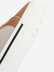Hermes Brown canvas and leather platform trainers - size EU 37