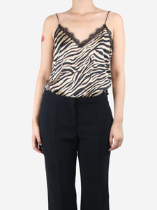 Anine Bing Beige and black silk zebra-print camisole - size M