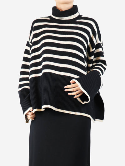 Black stripe roll neck jumper - size L Knitwear Toteme 
