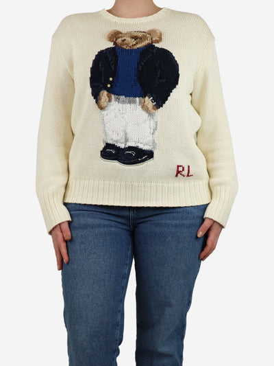 Cream Polo Bear crewneck jumper - size M Knitwear Polo Ralph Lauren 