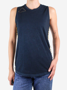 Life Nature Love Blue sleeveless safety pins top- size S