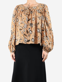 Orange floral printed blouse - size UK 14 Tops Ulla Johnson 