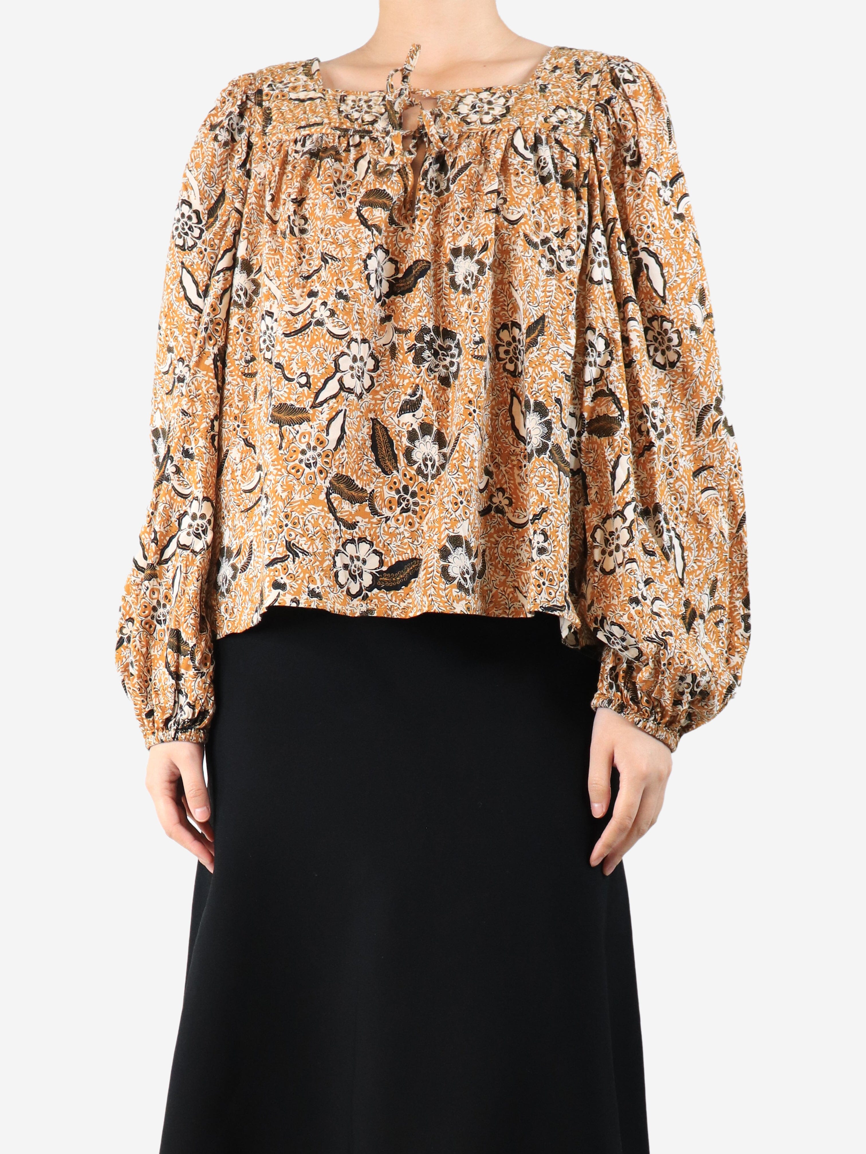 Orange floral printed blouse - size UK 14 Tops Ulla Johnson 