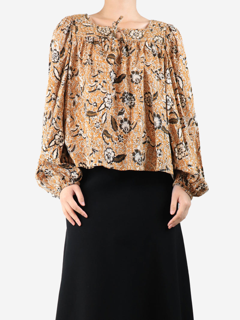 Orange floral printed blouse - size UK 14 Tops Ulla Johnson 