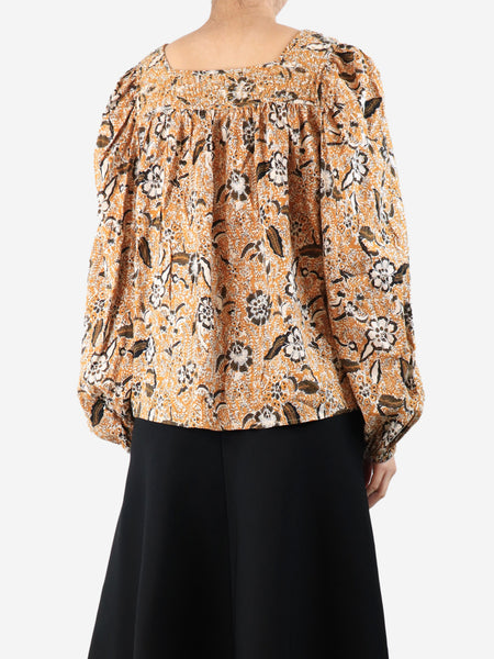 Orange floral printed blouse - size UK 14 alternate image