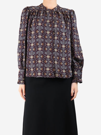 Burgundy printed blouse - size UK 12 Tops Ba&sh 