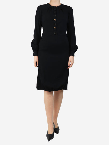 Black wool crepe midi dress - size UK 8 product image