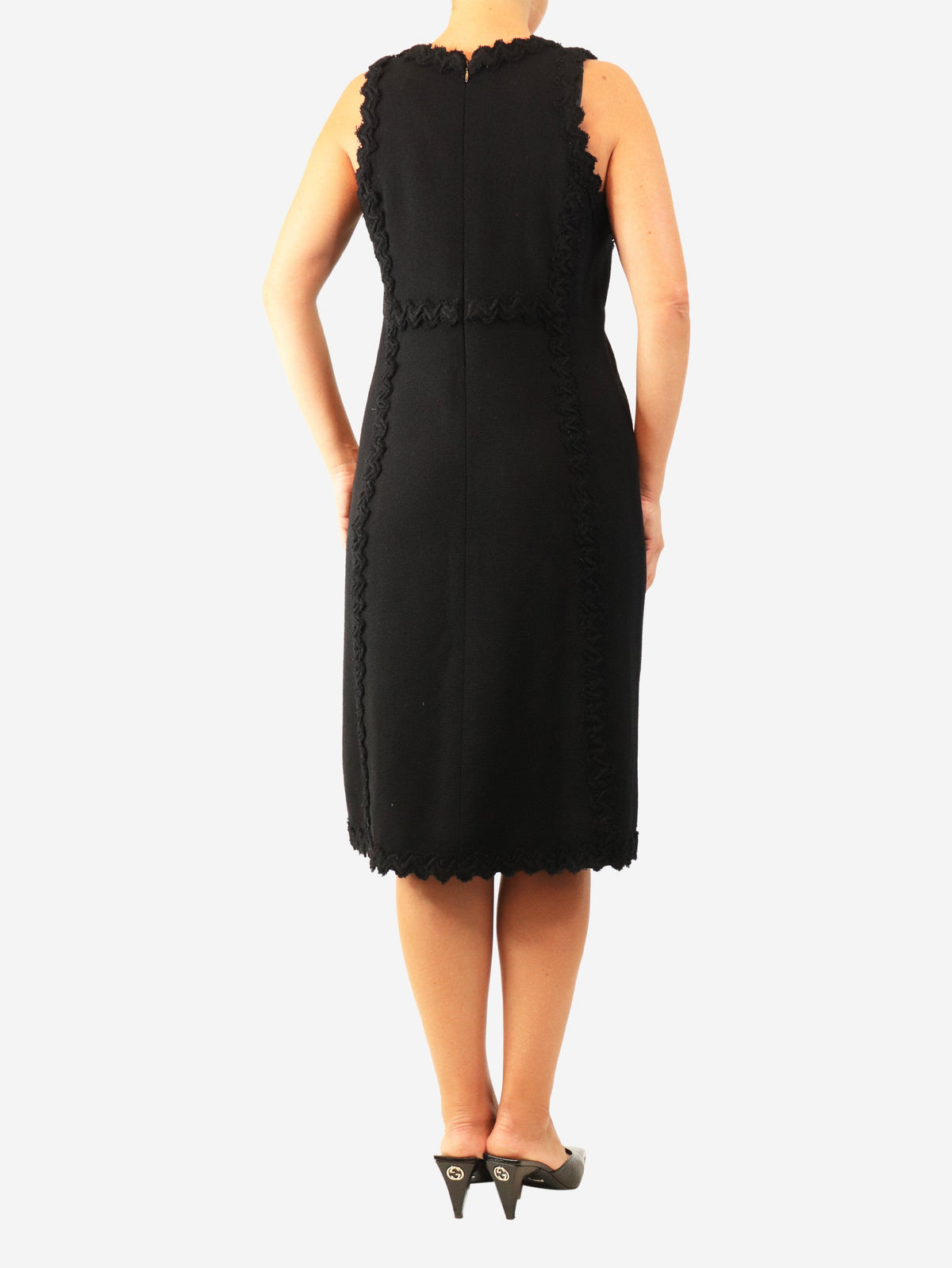 Black FW03 ruffled fringe jacket and dress set - size UK 12 Sets Chanel 