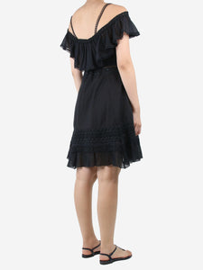 Charo Ruiz Black off-shoulder embroidered mini dress - size M