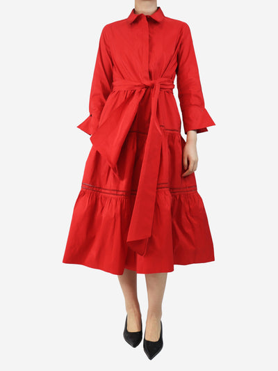 Red belted midi dress - size UK 14 Dresses CH Carolina Herrera 