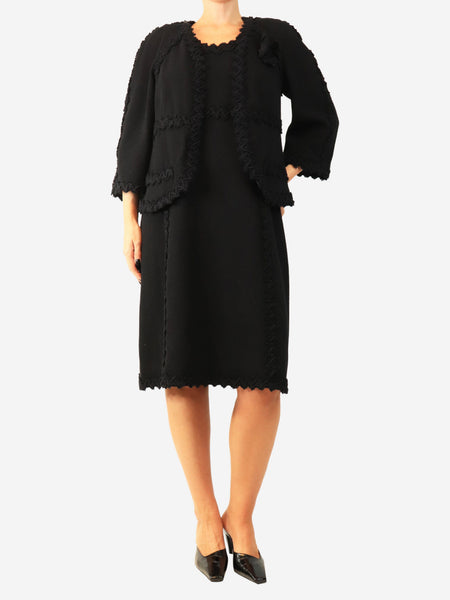 Black FW03 ruffled fringe jacket and dress set - size UK 12 product image