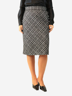 Black and white plaid tweed midi skirt - size UK 14 Skirts Dolce & Gabbana 